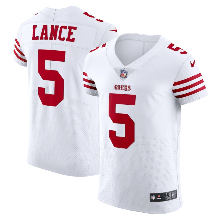 Men San Francisco 49ers #5 Trey Lance Nike White Vapor Elite NFL Jersey->san francisco 49ers->NFL Jersey